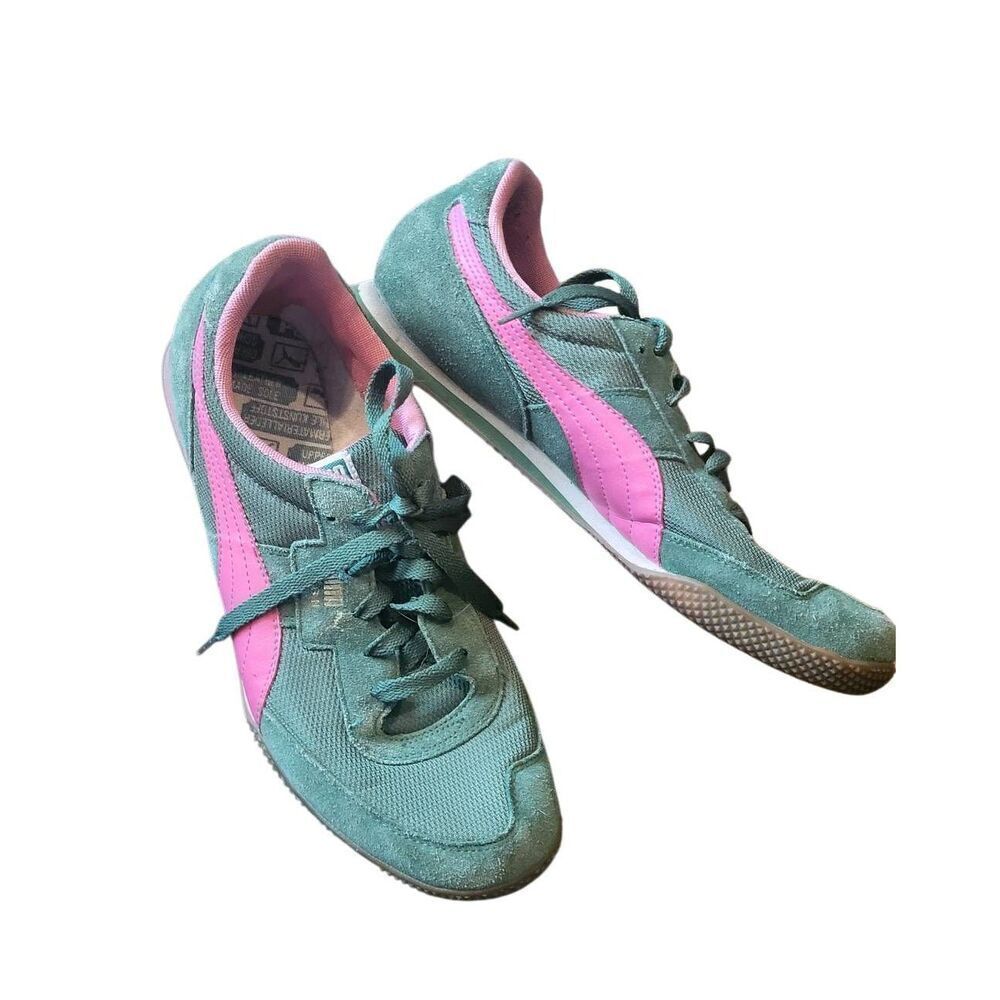 Puma Sneakers Women's 11 Green Pink Retro Lab II Suede Leather Stripe Colorful